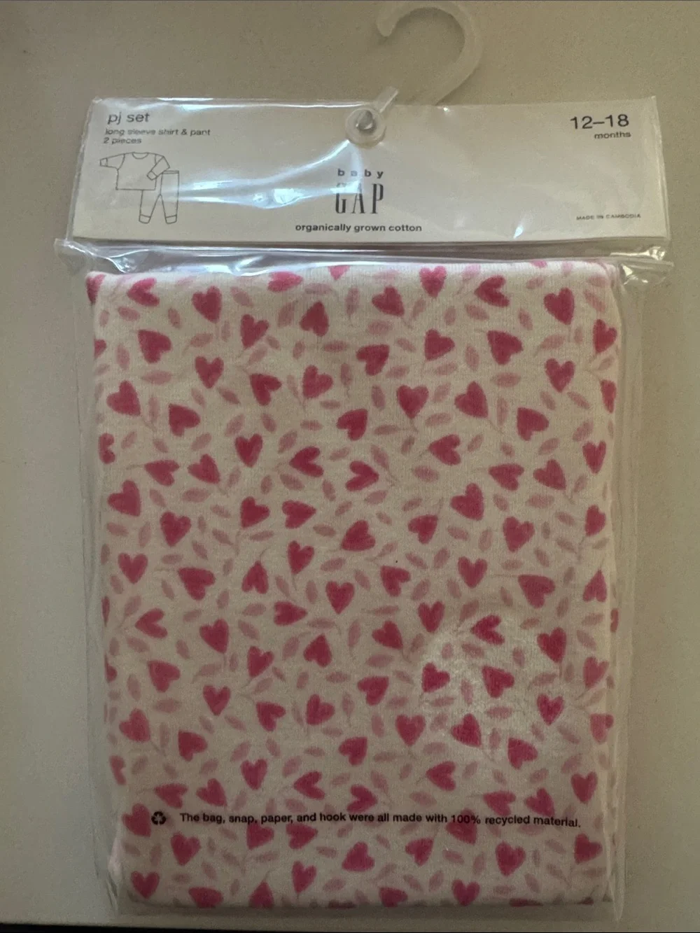 GAP Baby Pink Heart Print Pajama Set
